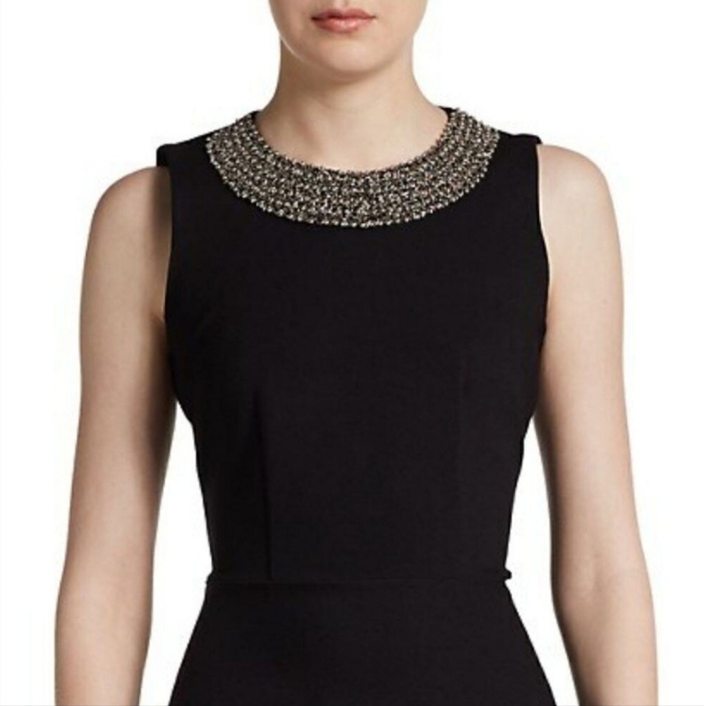 Saks Fifth Avenue Women’s Beaded Black‎ Sleeveless Peplum Top Large